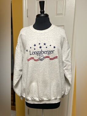 Vintage-Longaberger Gray Crewneck Sweatshirt (Proudly American) Embroidery